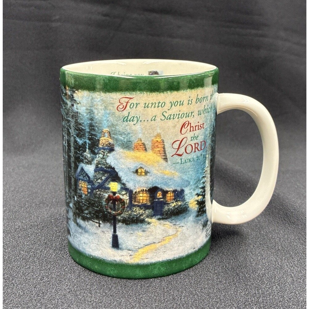 Thomas Kincade Winter Coffee Mug Luke 2:10-11 Stonehearth Christmas Joy Vtg 90s